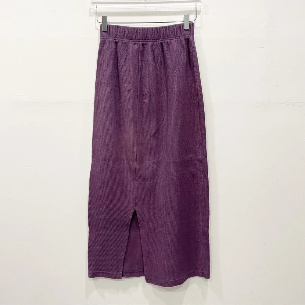 Basic Threads Ribbed Long Skirt Purple Pre-Shrunk Cotton Made In USA Medium - Picture 2 of 10